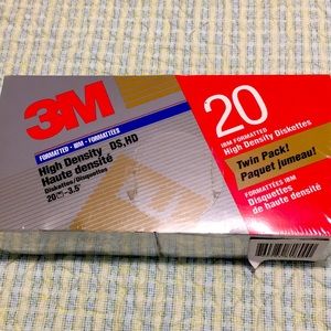 3M High Density Diskettes DS, HD 3.5” 20 Pack NEW IBM Formatted 3M Trusted Name